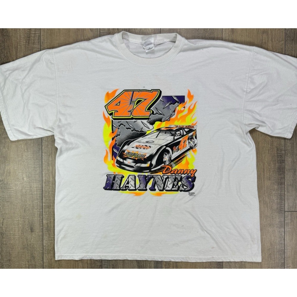 Y2K Danny Haynes #47 Pontiac Drag Racing Double Sided Graphic T Shirt Vtg 2XL